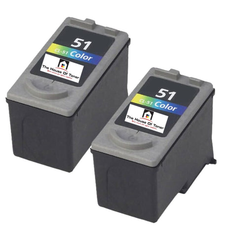 Compatible Ink Cartridge Replacement for CANON 0618B002 (CL-51) Tri-Color (330 YLD) 2-Pack