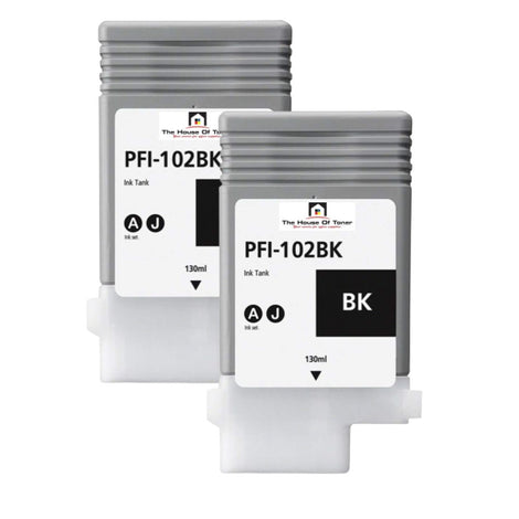 Compatible Ink Cartridge Replacement For CANON 0895B001 (PFI-102BK) Black (130 ML) 2-Pack