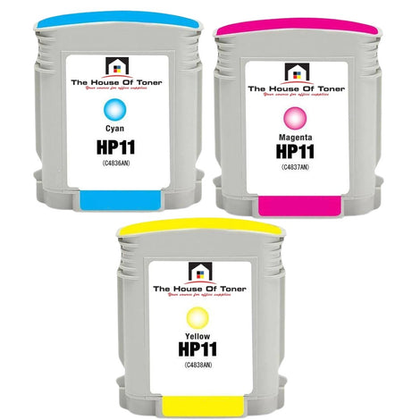 Compatible Ink Cartridge Replacement for HP C4836A, C4837AN, C4838AN (11) Cyan, Magenta, Yellow (2.35K YLD) 3-Pack