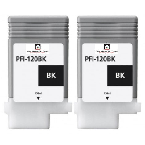 Compatible Ink Cartridge Replacement For CANON 2885C001 (PFI-120BK) Black (130 ML) 2-Pack