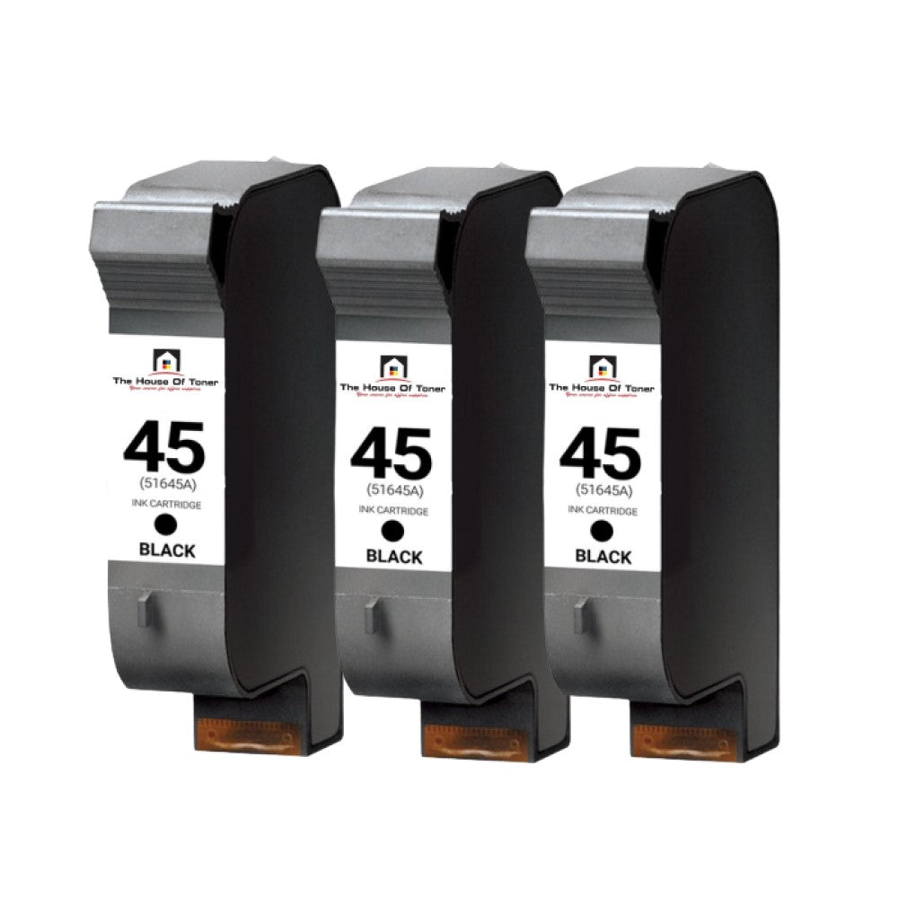 Compatible Ink Cartridge Replacement for HP 51645A (45) Black (830 YLD) 3-Pack Compatible Ink Cartridge Replacement for HP 51645A (45) Black (830 YLD) 3-Pack