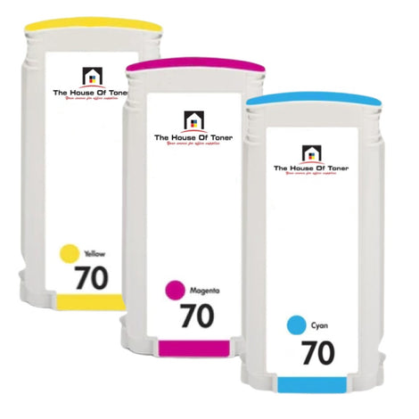 Compatible Ink Cartridge Replacement For HP C9452A, C9453A, C9454A (70) Cyan, Magenta, Yellow (130 ML) 3-Pack
