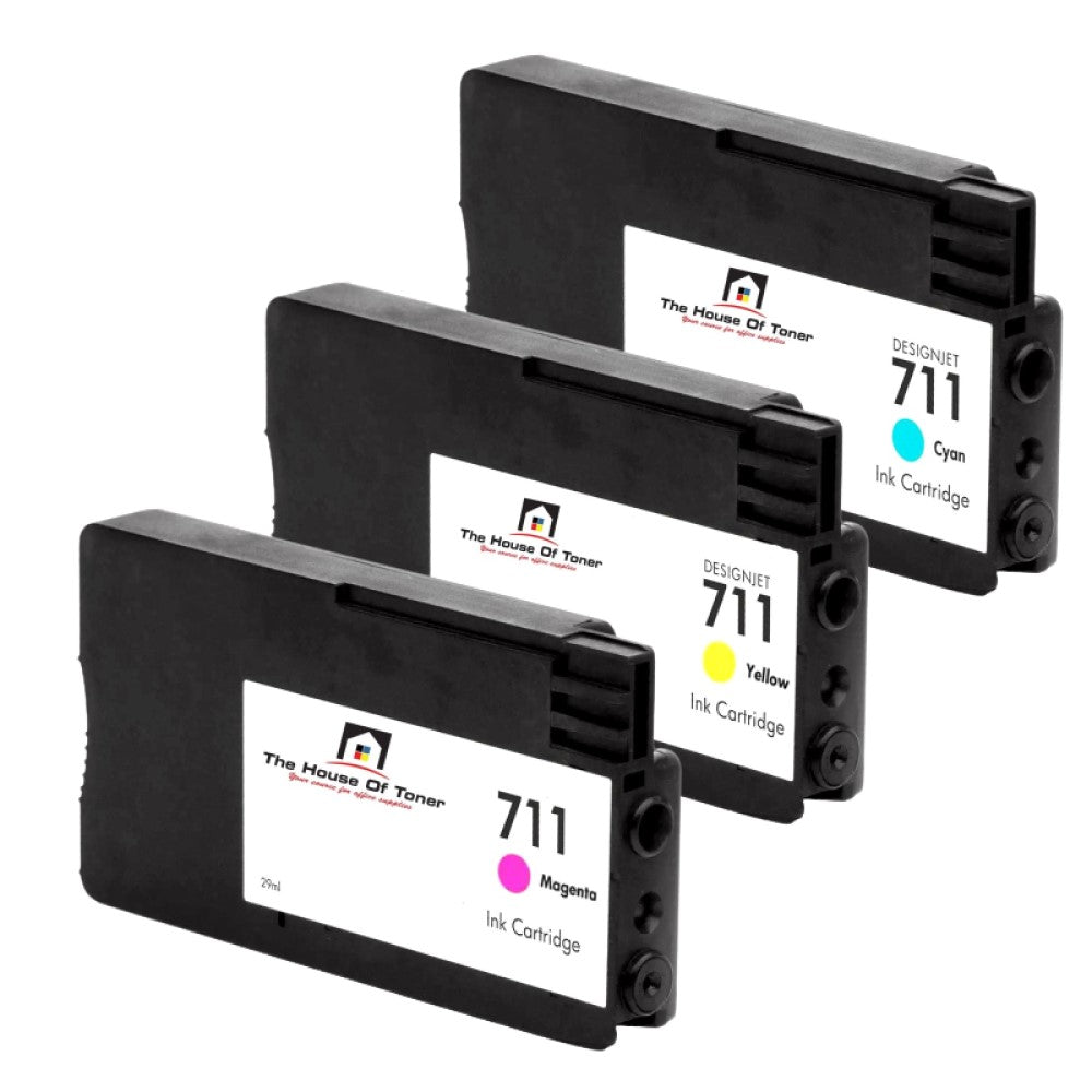 Compatible Ink Cartridge Replacement For HP CZ130A, CZ131A, CZ132A (711) Cyan, Magenta, Yellow (29ML) 3-Pack Compatible Ink Cartridge Replacement For HP CZ130A, CZ131A, CZ132A (711) Cyan, Magenta, Yellow (29ML) 3-Pack