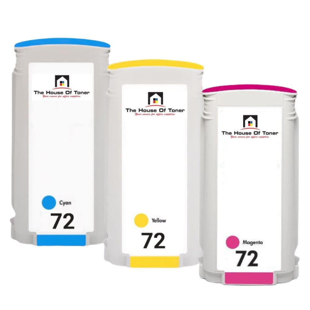 Compatible Ink Cartridge Replacement for HP C9371A, C9372A, C9373A (72) Cyan, Magenta, Yellow (130 ML) 3-Pack Compatible Ink Cartridge Replacement for HP C9371A, C9372A, C9373A (72) Cyan, Magenta, Yellow (130 ML) 3-Pack