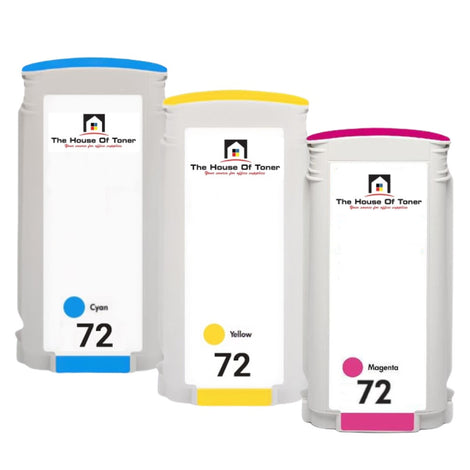 Compatible Ink Cartridge Replacement for HP C9371A, C9372A, C9373A (72) Cyan, Magenta, Yellow (130 ML) 3-Pack