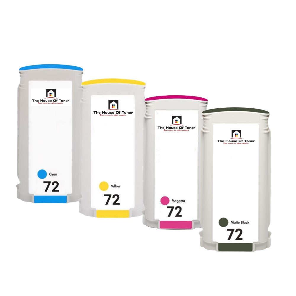 Compatible Ink Cartridge Replacement for HP C9371A, C9372A, C9373A, C9403A (72) Cyan, Magenta, Yellow, Matte Black (130 ML) 4-Pack Compatible Ink Cartridge Replacement for HP C9371A, C9372A, C9373A, C9403A (72) Cyan, Magenta, Yellow, Matte Black (130 ML) 4-Pack