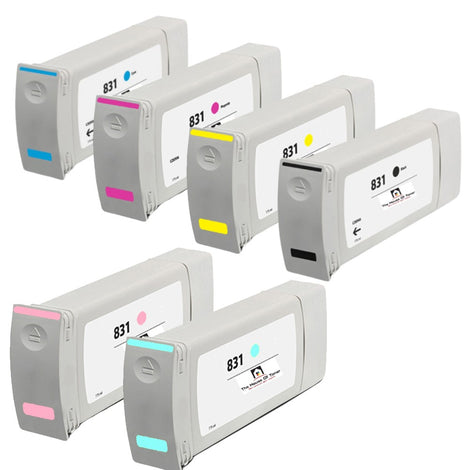 Compatible Ink Cartridge Replacement For HP CZ683A, CZ684A, CZ685A, CZ686A, CZ687A (831) Cyan, Magenta, Yellow, Light Cyan, Light Magenta (300 ML) 6-Pack