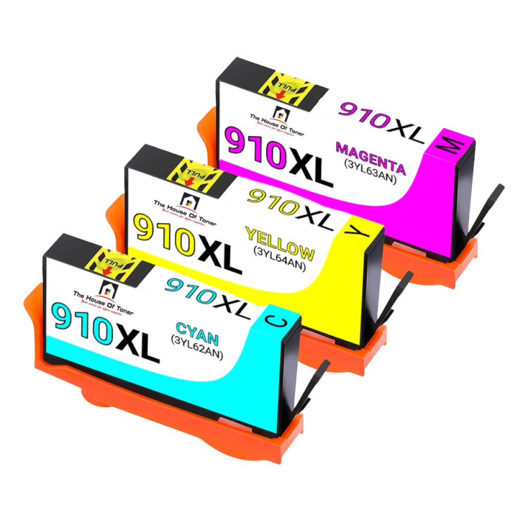 Compatible Ink Cartridge Replacement For HP 3YL62AN, 3YL63AN, 3YL64AN (910XL) Cyan, Magenta, Yellow (825 YLD) 3-Pack Compatible Ink Cartridge Replacement For HP 3YL62AN, 3YL63AN, 3YL64AN (910XL) Cyan, Magenta, Yellow (825 YLD) 3-Pack