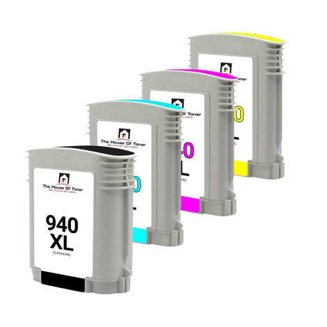 Compatible Ink Cartridge Replacement for HP C4907AN, C4908AN, C4909AN, C4906AN (940XL) Cyan, Magenta, Yellow, Black (1.4K YLD) 4-Pack