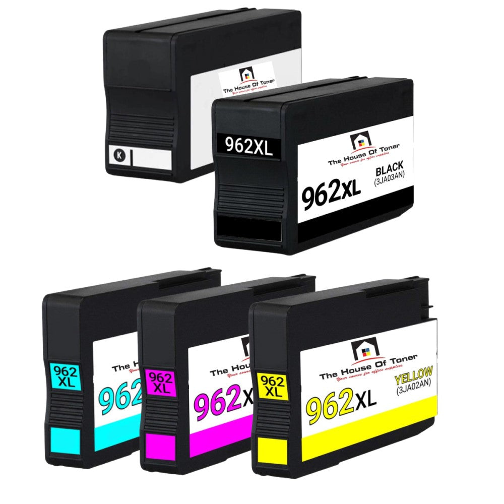 Compatible Ink Cartridge Replacement For HP 3JA04A, 3JA03AN, 3JA00AN, 3JA02AN, 3JA01AN (966XL/962XL) High Yield Black, Cyan, Yellow, Magenta (966XL-3K YLD, 962XL-Colors 1.6K YLD, Black 2K YLD) 5-Pack Compatible Ink Cartridge Replacement For HP 3JA04A, 3JA03AN, 3JA00AN, 3JA02AN, 3JA01AN (966XL/962XL) High Yield Black, Cyan, Yellow, Magenta (966XL-3K YLD, 962XL-Colors 1.6K YLD, Black 2K YLD) 5-Pack