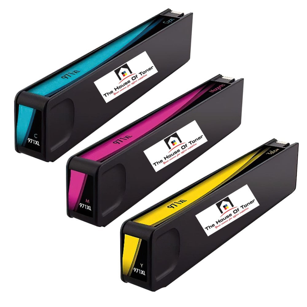 Compatible Ink Cartridge Replacement for HP CN626AM, CN627AM, CN628AM (971XL) Cyan, Magenta, Yellow (6.6K YLD) 3-Pack Compatible Ink Cartridge Replacement for HP CN626AM, CN627AM, CN628AM (971XL) Cyan, Magenta, Yellow (6.6K YLD) 3-Pack
