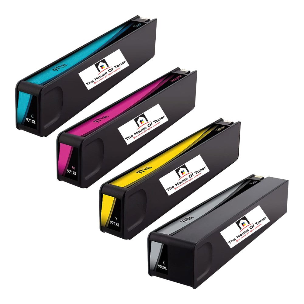 Compatible Ink Cartridge Replacement for HP CN626AM, CN627AM, CN628AM, CN625AM (971XL) Cyan, Magenta, Yellow, Black (6.6K YLD) 4-Pack Compatible Ink Cartridge Replacement for HP CN626AM, CN627AM, CN628AM, CN625AM (971XL) Cyan, Magenta, Yellow, Black (6.6K YLD) 4-Pack