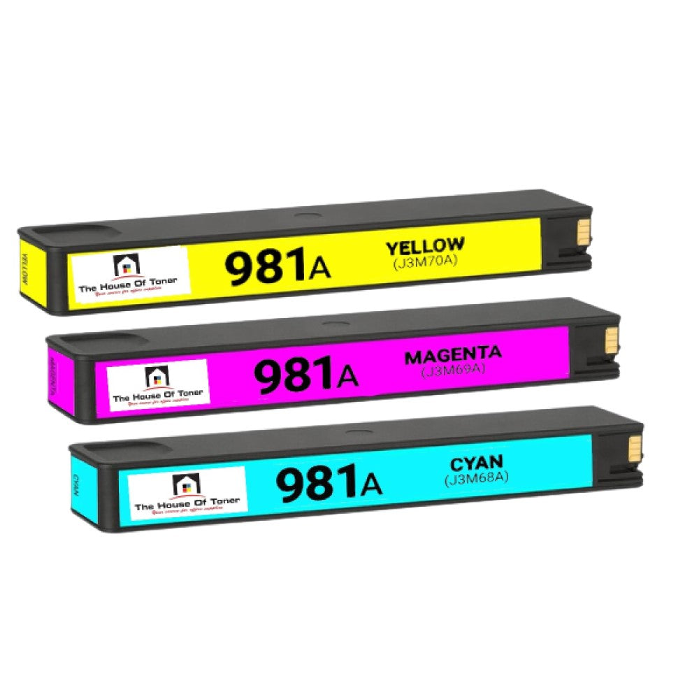 Compatible Ink Cartridge Replacement for HP J3M68A, J3M69A, J3M70A (981A) Cyan, Magenta, Yellow (6K YLD) 3-Pack Compatible Ink Cartridge Replacement for HP J3M68A, J3M69A, J3M70A (981A) Cyan, Magenta, Yellow (6K YLD) 3-Pack
