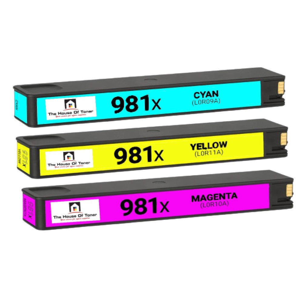 Compatible Ink Cartridge Replacement for HP L0R09A, L0R10A, L0R11A (981XL) High Yield Cyan, Magenta, Yellow (10K YLD) 3-Pack Compatible Ink Cartridge Replacement for HP L0R09A, L0R10A, L0R11A (981XL) High Yield Cyan, Magenta, Yellow (10K YLD) 3-Pack