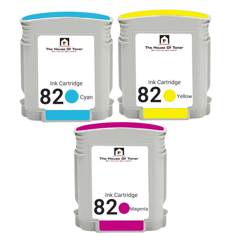 Compatible Ink Cartridge Replacement For HP C4911A, C4913A, C4912A (82) Cyan, Magenta, Yellow (3.2K YLD) 3-Pack