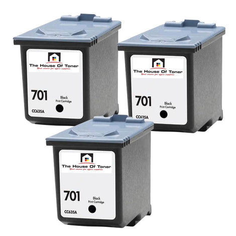 Compatible Ink Cartridge Replacement For HP CC635WN (701) Black (350 YLD) 3-Pack