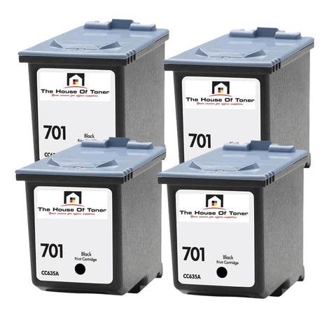 Compatible Ink Cartridge Replacement For HP CC635WN (701) Black (350 YLD) 4-Pack