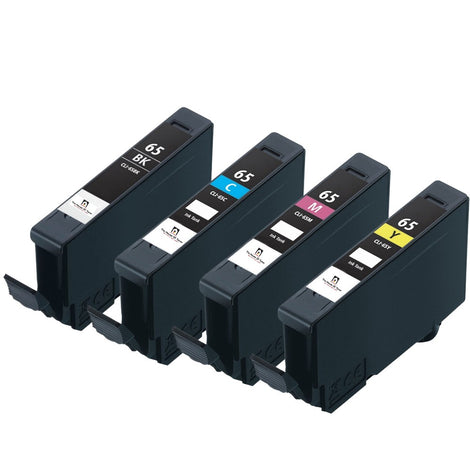 Compatible Ink Cartridge Replacement for CANON 4215C002, 4216C002, 4217C002, 4218C003 (CLI-65BK, CLI-65C, CLI-65M, CLI-65Y) Black, Cyan, Yellow, Magenta (4-Pack)