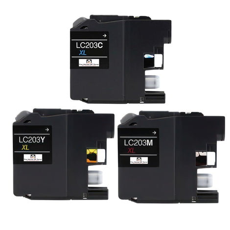 Compatible Ink Cartridge Replacement for BROTHER LC203M, LC203C, LC203Y (LC-203M, LC203Y, LC203C XL) Magenta, Cyan, Yellow (550 YLD) 3-Pack