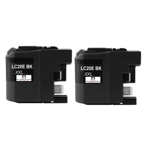 Compatible Ink Cartridge Replacement for BROTHER LC20EBK (LC-20EBK) Black (2.4K YLD) 2-Pack