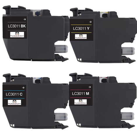 Compatible Ink Cartridge Replacement for BROTHER LC3011BK, LC3011C, LC3011M, LC3011Y (LC-3011BK, LC-3011C, LC-3011M, LC-3011Y) Black, Cyan, Magenta, Yellow (200 YLD) 4-Pack