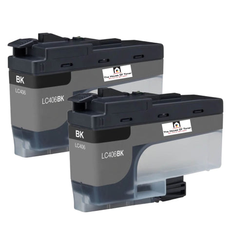 Compatible Ink Cartridge Replacement for BROTHER LC406BK (LC-406BK) Black (3K YLD) 2-Pack
