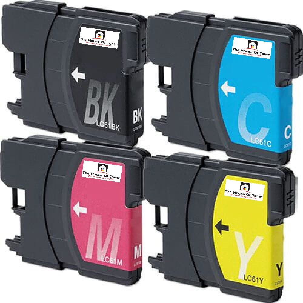 Compatible Ink Cartridge Replacement for BROTHER LC61BK, LC61Y, LC61M. LC61C (LC-61BK, LC-61Y, LC-61C, LC-61M) Black, Yellow, Cyan, Magenta (400 YLD- Black, 325 YLD-Color) 4-Pack Compatible Ink Cartridge Replacement for BROTHER LC61BK, LC61Y, LC61M. LC61C (LC-61BK, LC-61Y, LC-61C, LC-61M) Black, Yellow, Cyan, Magenta (400 YLD- Black, 325 YLD-Color) 4-Pack