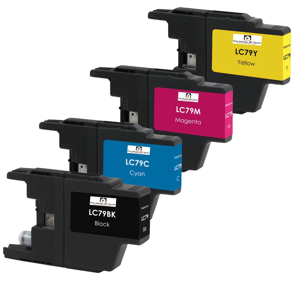 Compatible Ink Cartridge Replacement for BROTHER LC79BK, LC79Y, LC79M, LC79C (LC-79BK, LC-79C, LC79Y, LC79M) Black, Cyan, Yellow, Magenta (30ML- Black, 19ML-Color) 4-Pack Compatible Ink Cartridge Replacement for BROTHER LC79BK, LC79Y, LC79M, LC79C (LC-79BK, LC-79C, LC79Y, LC79M) Black, Cyan, Yellow, Magenta (30ML- Black, 19ML-Color) 4-Pack