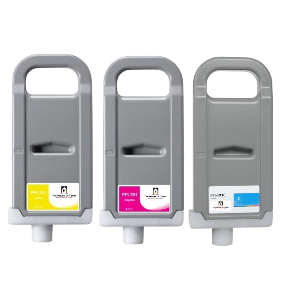 Compatible Ink Cartridge Replacement For CANON 0903B001AA, 0901B001AA, 0902B001AA (PFI-701C,M,Y) Cyan, Yellow, Magenta (700ML) 3-Pack Compatible Ink Cartridge Replacement For CANON 0903B001AA, 0901B001AA, 0902B001AA (PFI-701C,M,Y) Cyan, Yellow, Magenta (700ML) 3-Pack