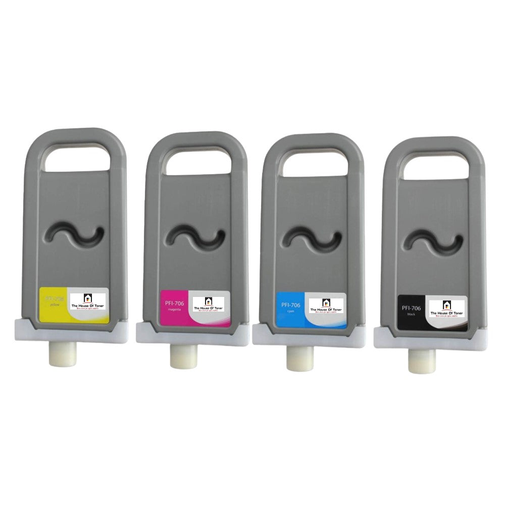 Compatible Ink Cartridge Replacement For CANON 6682B001, 6683B001, 6684B001, 6681B001 (PFI-706C, PFI-706M, PFI-706Y, PFI-706BK) Cyan, Magenta, Yellow, Black (700ML) 4-Pack
