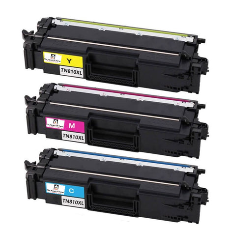 Compatible Toner Cartridge Replacement for BROTHER TN810XLYMC (TN-810XL Y, M, C) High Yield Yellow, Magenta, Cyan (9K YLD) 3-Pack