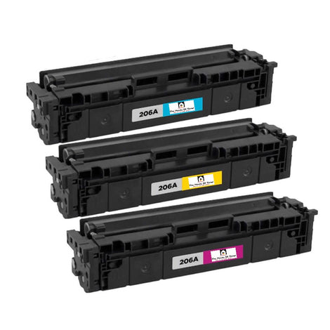 Compatible Toner Cartridge Replacement for HP W2113A, W2112A, W2111A (206A) Magenta, Cyan, Yellow (1.25K YLD) 3-Pack