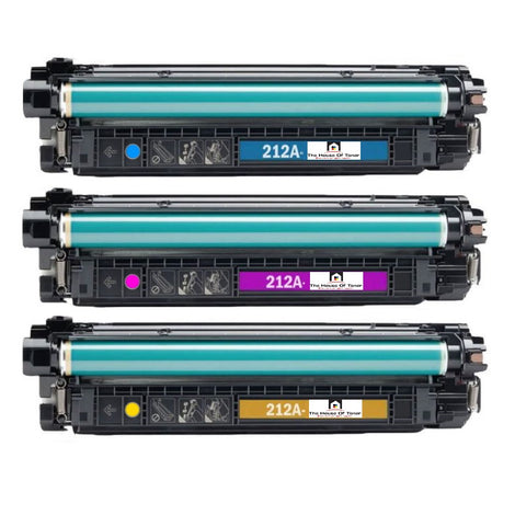 Compatible Toner Cartridge Replacement for HP W2121A, W2122A, W2123A (212A) Cyan, Yellow, Magenta (4.5K) 3-Pack