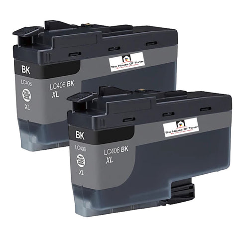 Compatible Ink Cartridge Replacement for BROTHER LC406XLBK (LC-406BK XL) Black (6K YLD) 2-Pack