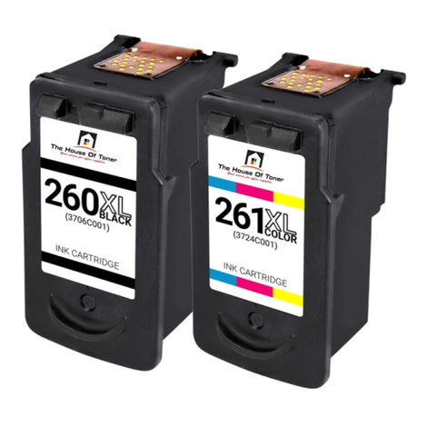 Compatible Ink Cartridge Replacement For CANON 3724C001 & 3706C001 (CL-261XL & PG-260XL) Tri-Color (300 YLD) & Black (400 YLD) 2-Pack