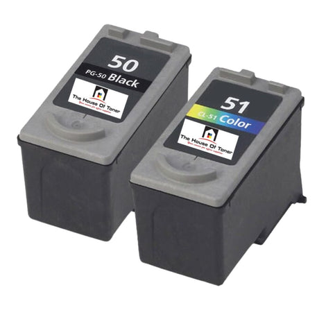 Compatible Ink Cartridge Replacement for CANON 0618B002, 0616B002 (CL-51 & PG-50) Black & Tri-Color (330 YLD) 2-Pack