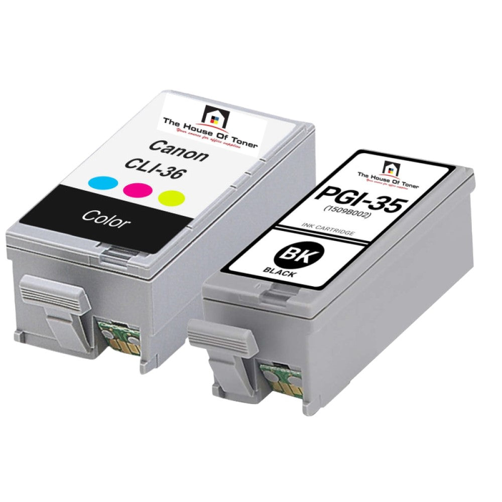 Compatible Ink Cartridge Replacement for CANON 1509B002, 1511B002AA (PGI-35 & CLI-36) Black and Tri-Color (200YLD-Black, 250 YLD-Color) 2-Pack Compatible Ink Cartridge Replacement for CANON 1509B002, 1511B002AA (PGI-35 & CLI-36) Black and Tri-Color (200YLD-Black, 250 YLD-Color) 2-Pack