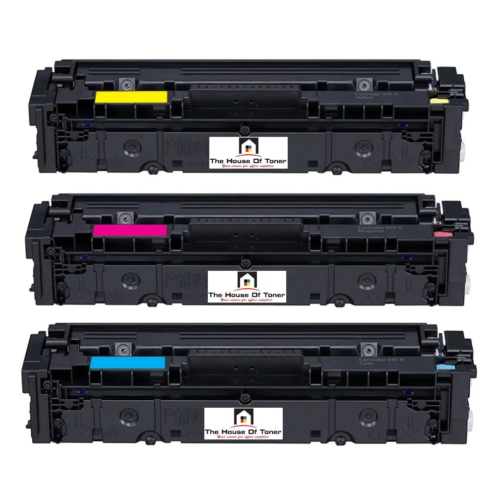 Compatible Toner Cartridge Replacement For Canon 1243C001, 1244C001, 1245C001 (045H) High Yield Cyan, Magenta, Yellow (2.8K YLD) 3-Pack Compatible Toner Cartridge Replacement For Canon 1243C001, 1244C001, 1245C001 (045H) High Yield Cyan, Magenta, Yellow (2.8K YLD) 3-Pack