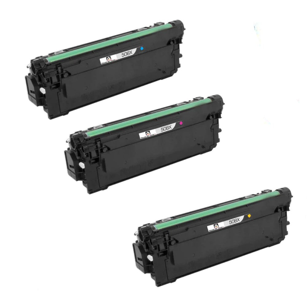 Compatible Toner Cartridge Replacement for HP CF361X, CF363X, CF362X  (508X) High Yield Cyan, Magenta, Yellow (9.5K YLD) 3-Pack Compatible Toner Cartridge Replacement for HP CF361X, CF363X, CF362X  (508X) High Yield Cyan, Magenta, Yellow (9.5K YLD) 3-Pack