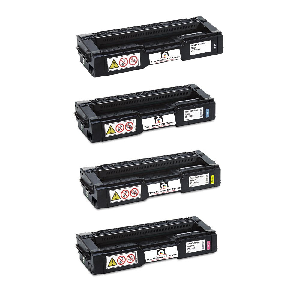Compatible Toner Cartridge Replacement for RICOH 406344, 406345, 406346, 406347 (TYPE SP C310A) Black, Cyan, Magenta, Yellow (2.5K YLD) 4-Pack Compatible Toner Cartridge Replacement for RICOH 406344, 406345, 406346, 406347 (TYPE SP C310A) Black, Cyan, Magenta, Yellow (2.5K YLD) 4-Pack