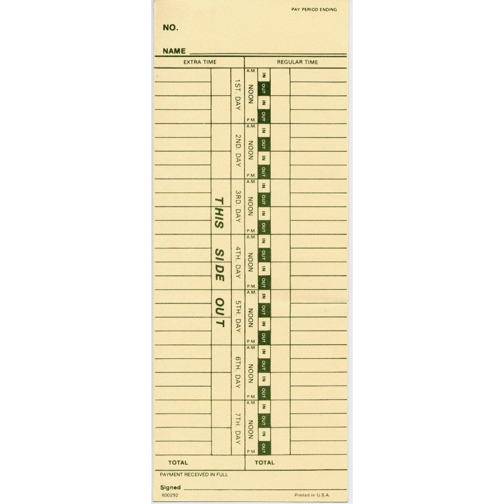 ACP762 ACRO BRAND 09-1123-000 1000/PK WKLY TIME CARDS