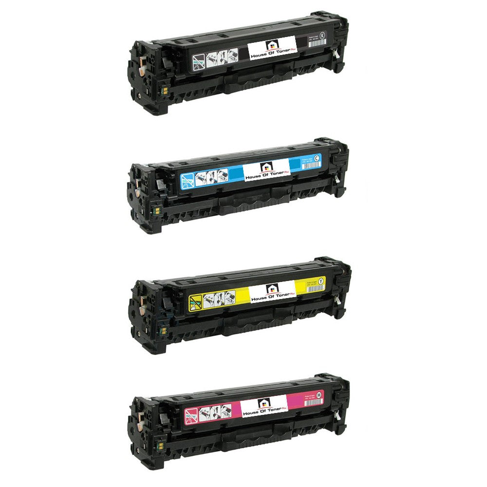 Compatible Toner Cartridge Replacement for HP CB540A, CB541A, CB542A, CB543A (125A) Black, Cyan, Magenta, Yellow (4-Pack) Compatible Toner Cartridge Replacement for HP CB540A, CB541A, CB542A, CB543A (125A) Black, Cyan, Magenta, Yellow (4-Pack)