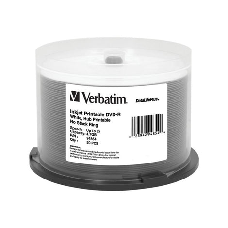 VER94854 VERBATIM DVD-R DL+ INKJT 50pk 4.7GB/8X SPIN-WHITE