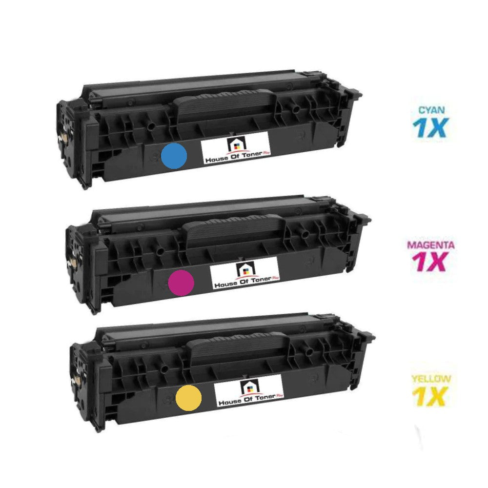Compatible Toner Cartridge Replacement for HP CE411A, CE412A, CE413A (305A) Cyan, Magenta, Yellow (2.6K YLD) 3-Pack Compatible Toner Cartridge Replacement for HP CE411A, CE412A, CE413A (305A) Cyan, Magenta, Yellow (2.6K YLD) 3-Pack