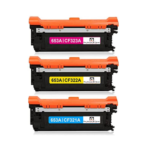 Compatible Toner Cartridge Replacement for HP CF321A, CF322A, CF323A (653A) Cyan, Yellow, Magenta (16.5K YLD) 3-Pack