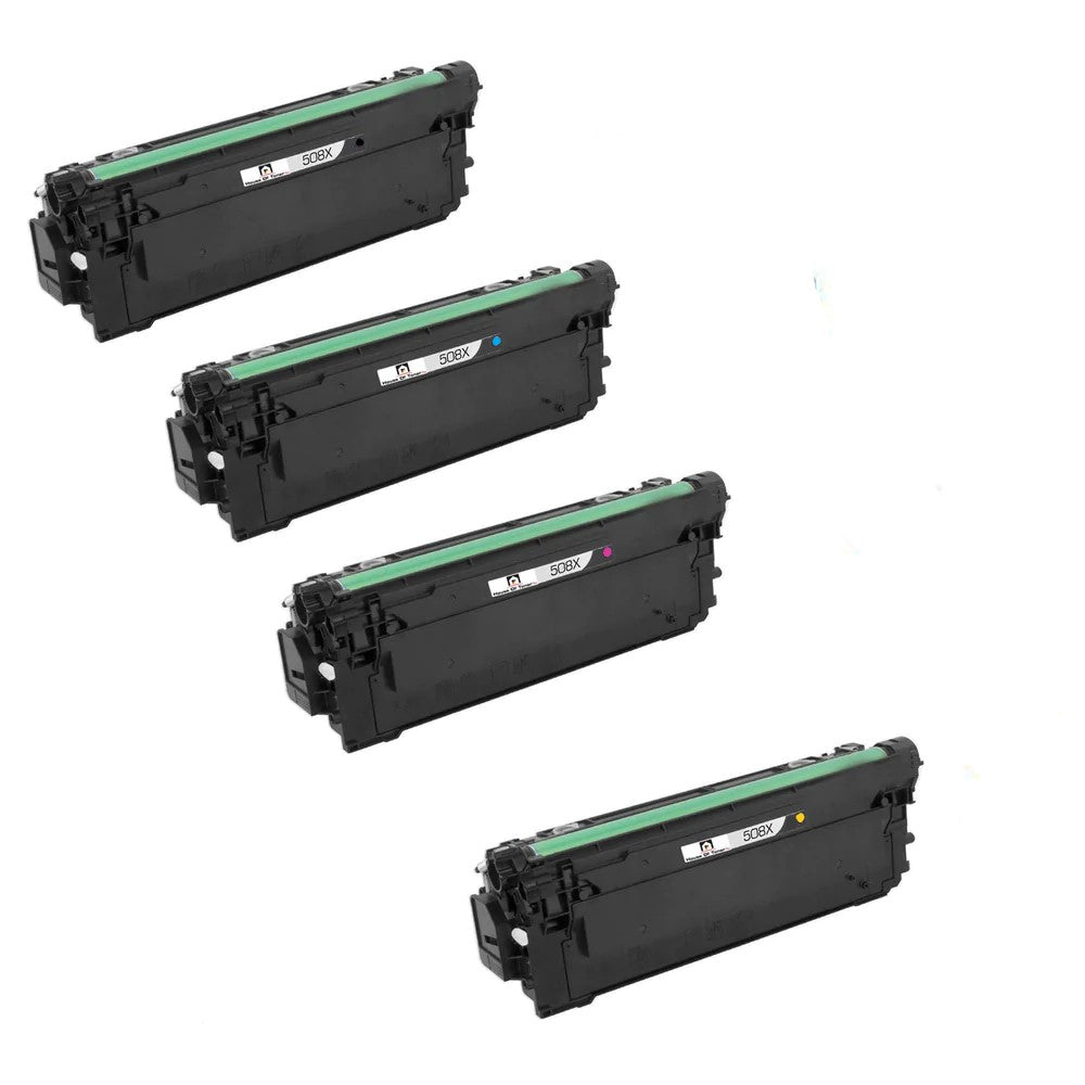 Compatible Toner Cartridge Replacement for HP CF360X, CF361X, CF363X, CF362X  (508X) High Yield Black, Cyan, Magenta, Yellow (12.5K YLD- Black, 9.5K YLD- Color) 4-Pack Compatible Toner Cartridge Replacement for HP CF360X, CF361X, CF363X, CF362X  (508X) High Yield Black, Cyan, Magenta, Yellow (12.5K YLD- Black, 9.5K YLD- Color) 4-Pack