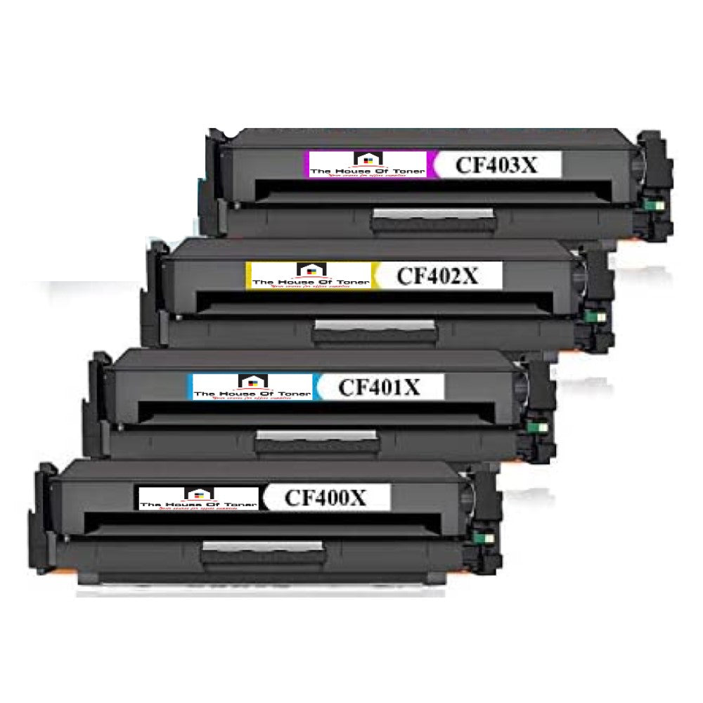 Compatible Toner Cartridge Replacement for HP CF400X, CF401X, CF402X, CF403X (201X) Black, Cyan, Magenta, Yellow (4-Pack) Compatible Toner Cartridge Replacement for HP CF400X, CF401X, CF402X, CF403X (201X) Black, Cyan, Magenta, Yellow (4-Pack)