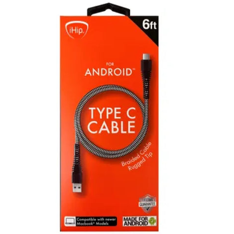 DA314 iHip 6 Foot Rugged Braided USB Type C Cable