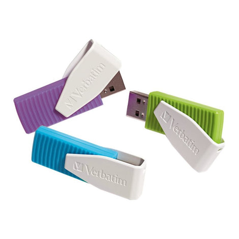 VER98426 VERBATIM SWIVEL USB 3pk 8GB FLASH -BU/GN/VL