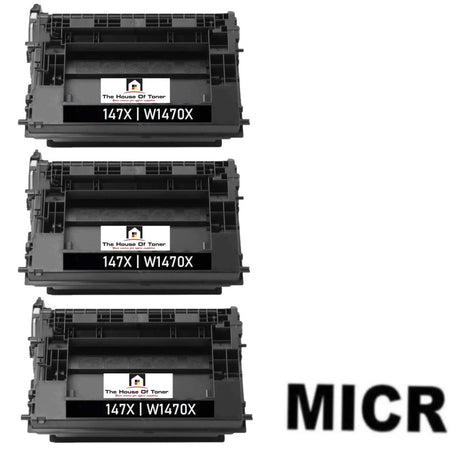 Compatible Toner Cartridge Replacement For HP W1470X (HP 147X) High Yield Black (25.2K YLD) 3-Pack (W/Micr)